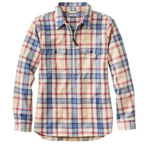 LL Bean scotch plaid flannel quarter zip- size m- NWT